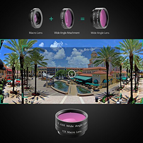 Pack Aukey avec lentilles Macro + FishEye pour Smartphone - photo grand angle avec smartphone
