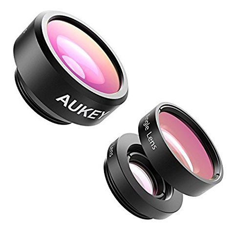 Pack Aukey avec lentilles Macro + FishEye pour Smartphone - lentilles fisheye / macro pour smartphone