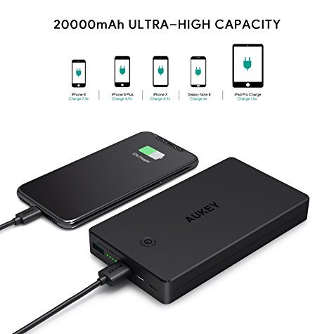 Batterie externe Aukey Power Bank 20000mAh (2 Ports Micro USB + Lightning) 