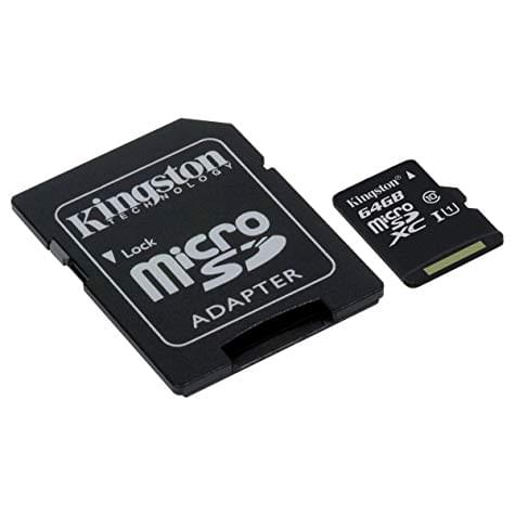 Carte mémoire MicroSD Kingston 64 Go (UHS-I / Classe 10) + adaptateur SD