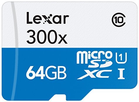 Carte mémoire MicroSD Lexar 64 Go 300x UHS-I + adaptateur SD 