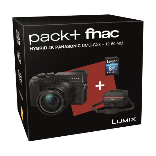 Pack Lumix GX8 + objectif 12-60mm + SD 8Go + Sacoche (avec 180€ de bon d'achats)