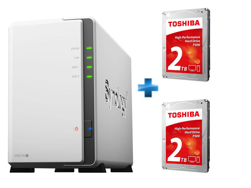 NAS Synology DS216j + 2 disques dur 2 To Toshiba
